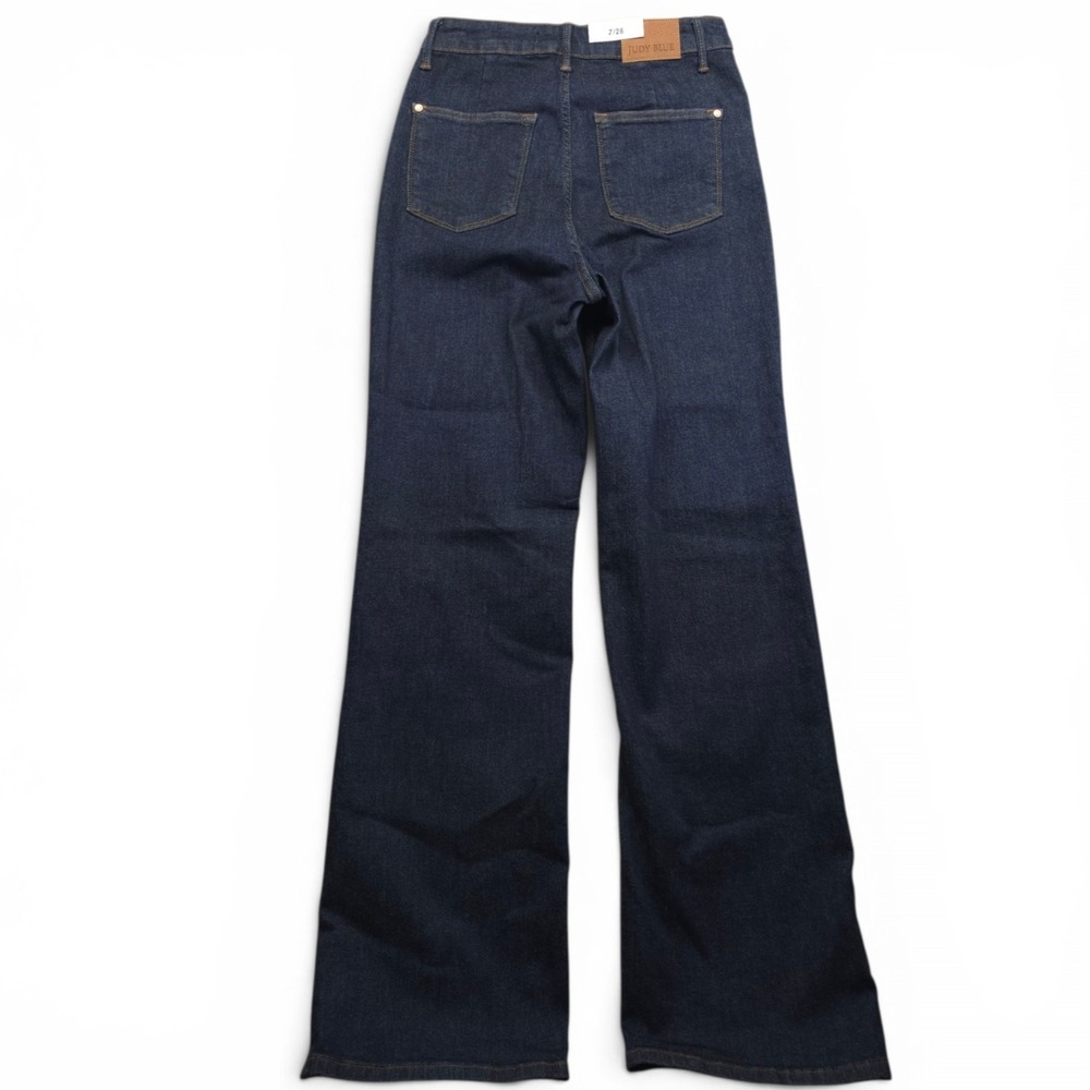 Judy Blue High Waist Dart Detail Wide Leg Jeans Dark Wash Denim Size 7/28 NWT - Picture 3 of 11